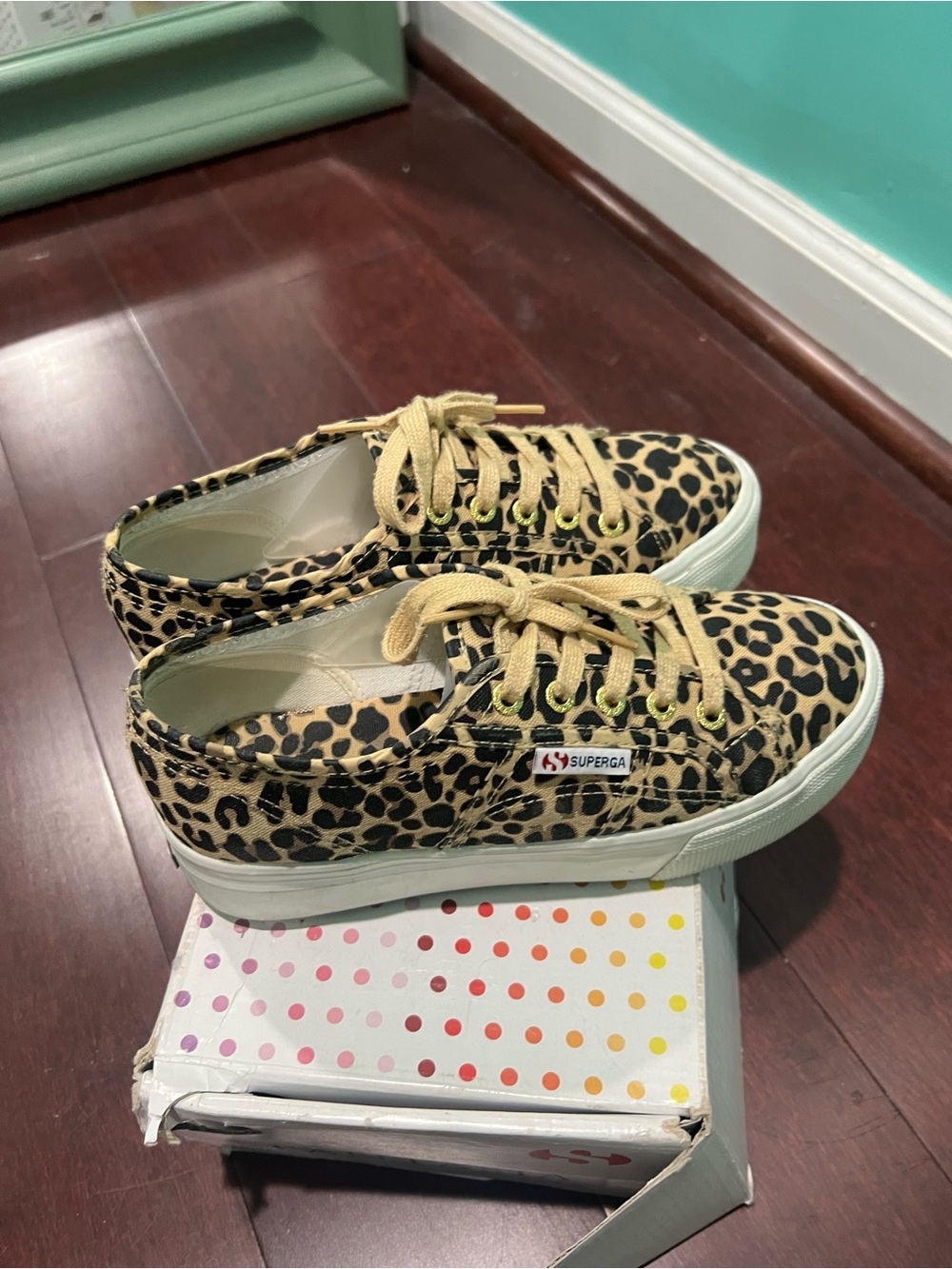 Superga Leopard Print Platform Sneakers in Brown and Black